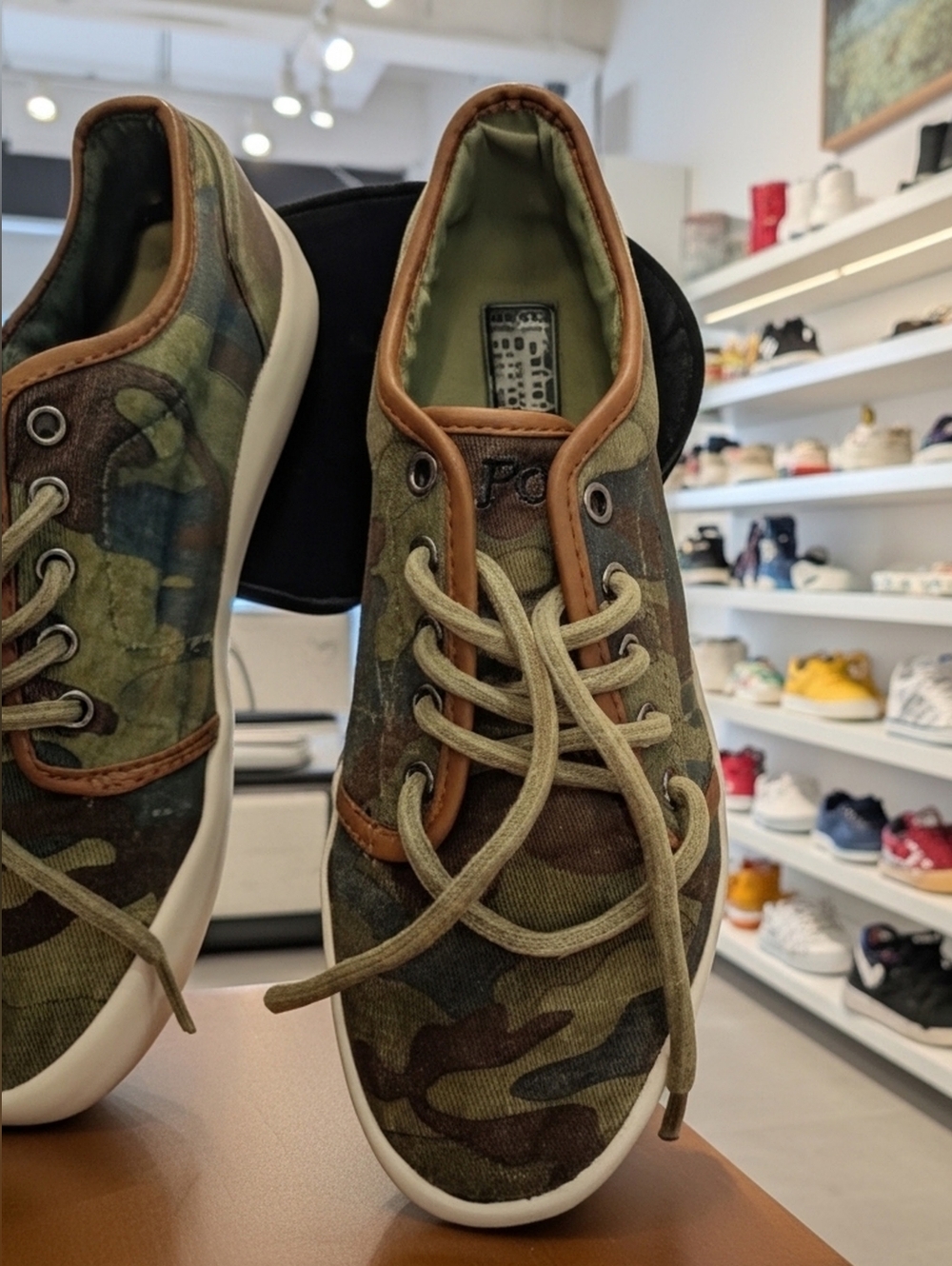 Polo Ralph Lauren Camouflage Sneakers - Green Camo And Brown Size 6 Youth
